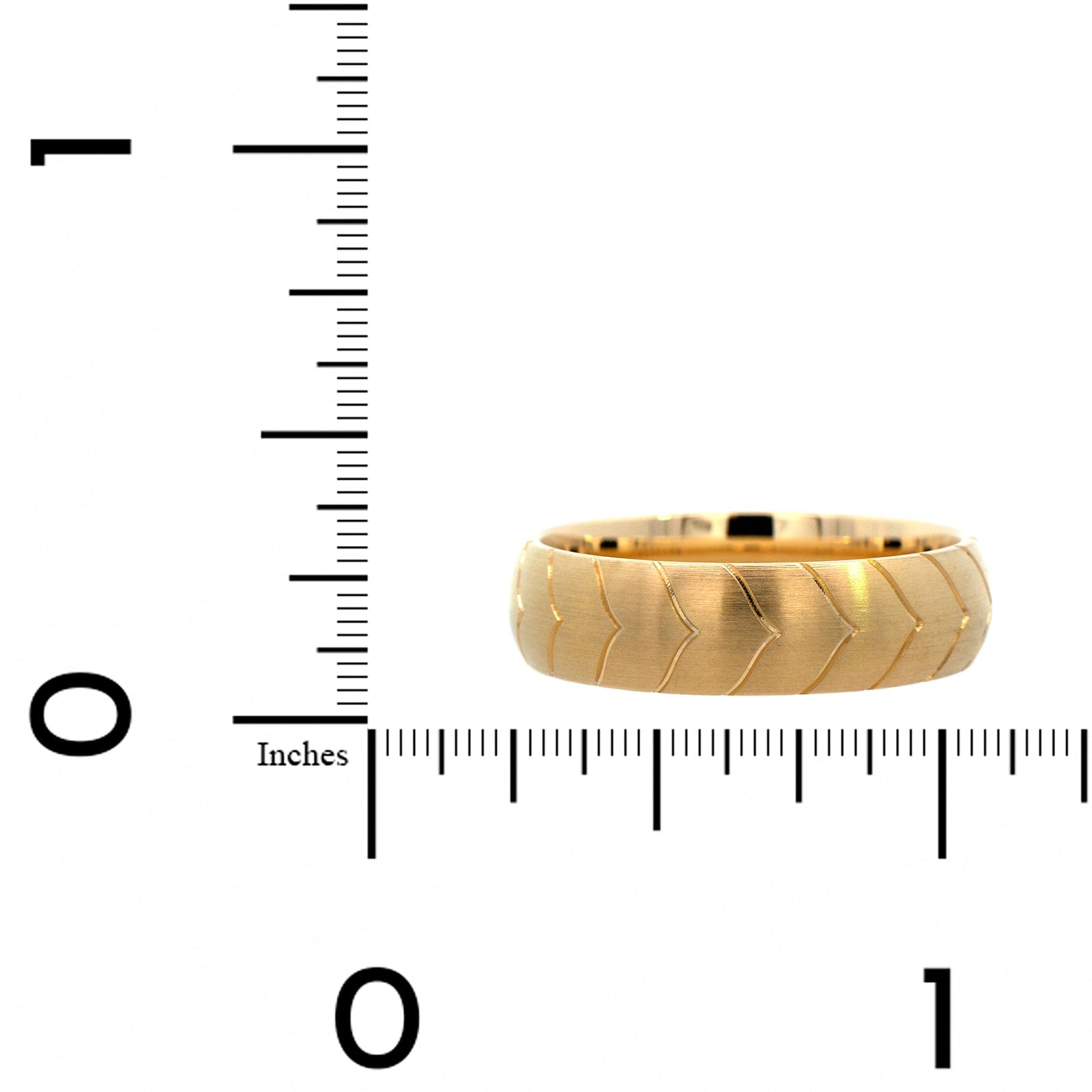 14K Yellow Gold Shell Apex Engraved Satin Band