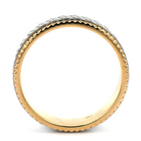 14K Yellow and White Gold Textured Center and Grooved Edge Heritage Band