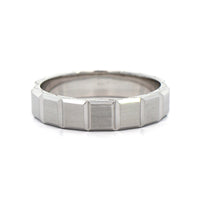 14K White Gold Square Shaped Satin and Polished Band