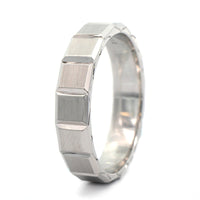 14K White Gold Square Shaped Satin and Polished Band