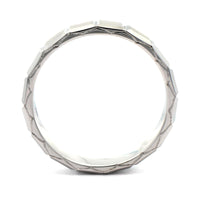 14K White Gold Square Shaped Satin and Polished Band