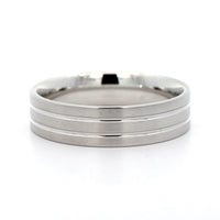 14K White Gold Satin Finished Double Groove Band