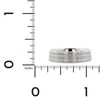 14K White Gold Satin Finished Double Groove Band