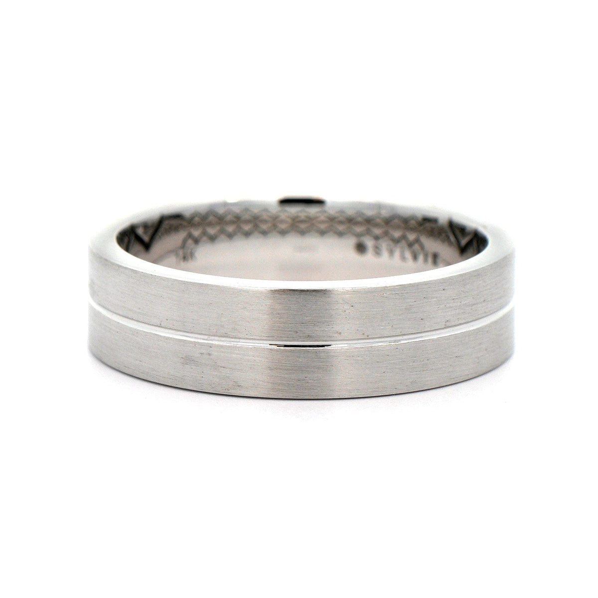 14K White Gold Satin Finish Groove Band
