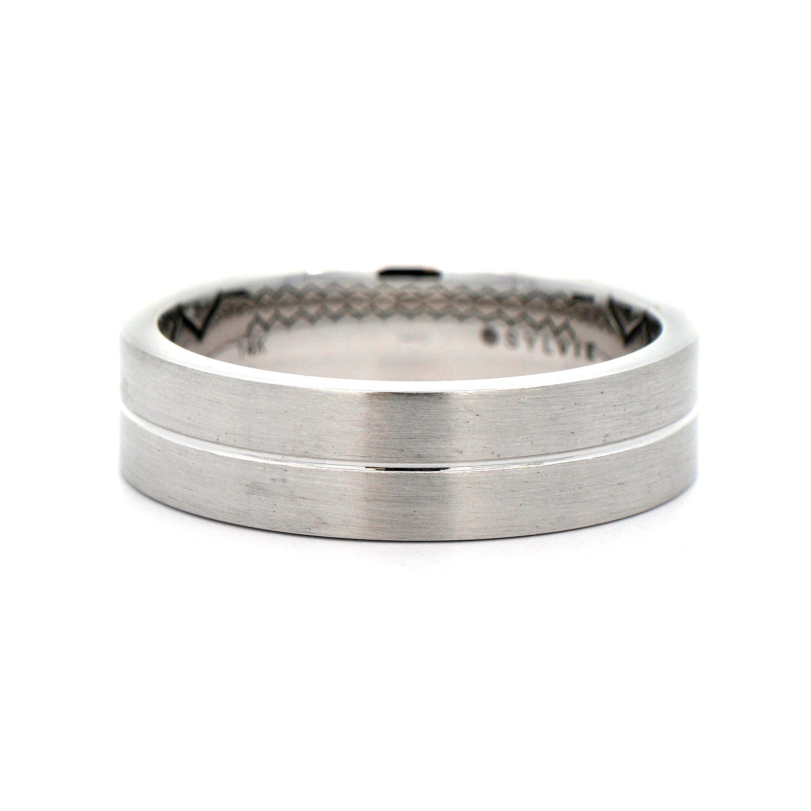 14K White Gold Satin Finish Groove Band
