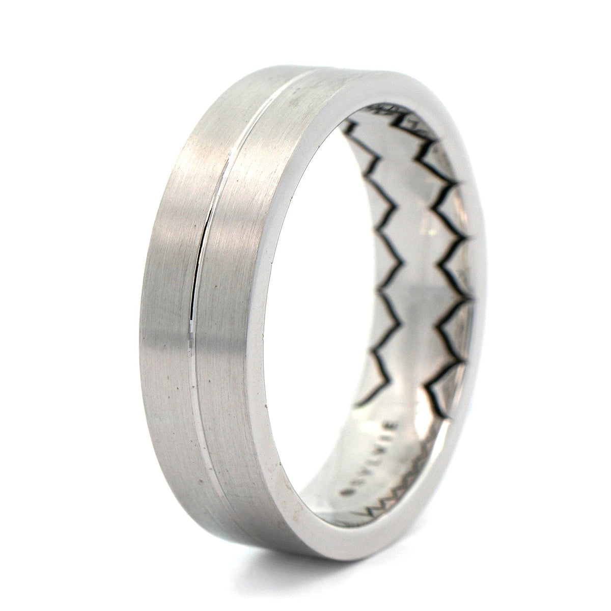 14K White Gold Satin Finish Groove Band