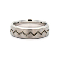 14K White Gold Black Rhodium Pattern and Satin Band