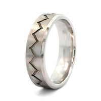 14K White Gold Black Rhodium Pattern and Satin Band