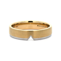 14K Yellow and White Gold Notched Satin Band