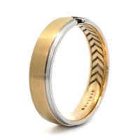 14K Yellow and White Gold Notched Satin Band