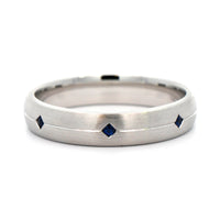 14K White Gold Black Blue Sapphire Satin Band
