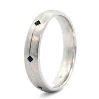 14K White Gold Black Blue Sapphire Satin Band