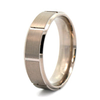 14K Gray Gold Vertical Grooved Satin Band