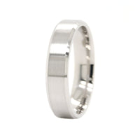 Platinum 5mm Satin Finish and Polished Beveled Edges Wedding Band