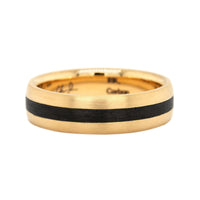 18K Yellow Gold Carbon Fiber Wedding Band