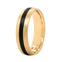 18K Yellow Gold Carbon Fiber Wedding Band