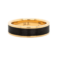 18K Yellow Gold Carbon Fiber Wedding Band