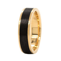 18K Yellow Gold Carbon Fiber Wedding Band
