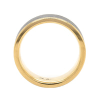 18K Yellow Gold and Damascus Steel Shotgun Barrel Wedding Band