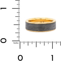 18K Yellow Gold and Damascus Steel Shotgun Barrel Wedding Band