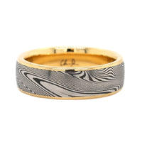 18K Yellow Gold and Damascus Steel Supernova Wedding Band