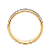 18K Yellow Gold and Damascus Steel Supernova Wedding Band