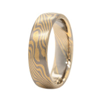 18K Yellow Gold and Palladium Maple Pattern Wedding Band