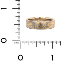 18K Yellow Gold and Palladium Maple Pattern Wedding Band
