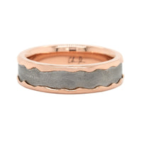 14K Rose Gold Comfort Fit Meteorite Center Band
