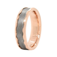 14K Rose Gold Comfort Fit Meteorite Center Band