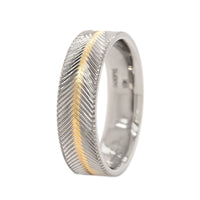 Palladium and 18K Yellow Gold Rose Engine and Parth Comfort Fit Band