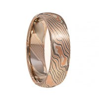 14K Rose Gold and Palladium Birch Pattern Mokume Gane Ring