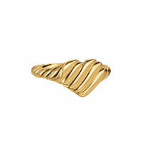 Sculpted Cable Heart Pinky Ring 18K Yellow Gold, 9mm