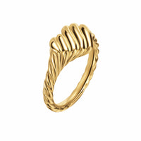 Sculpted Cable Heart Pinky Ring 18K Yellow Gold, 9mm