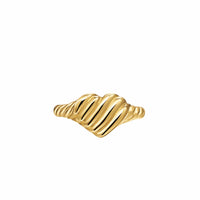 Sculpted Cable Heart Pinky Ring 18K Yellow Gold, 9mm