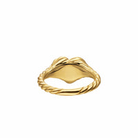 Sculpted Cable Heart Pinky Ring 18K Yellow Gold, 9mm