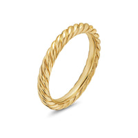 Cable Band Open Ring 18K Yellow Gold with Diamonds, 2.8mm