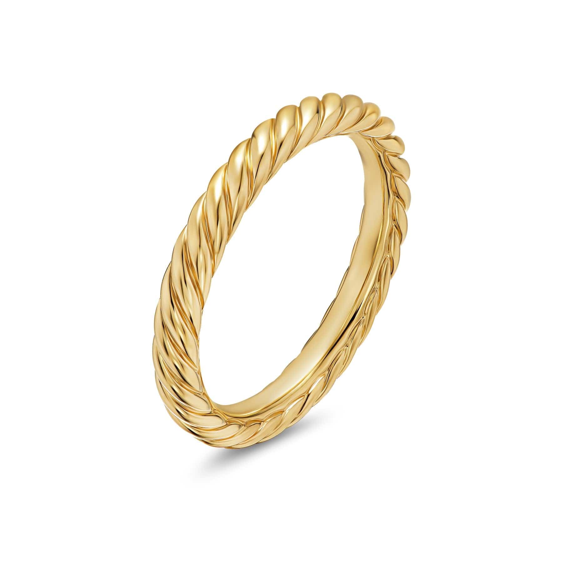 Cable Band Open Ring 18K Yellow Gold with Diamonds, 2.8mm
