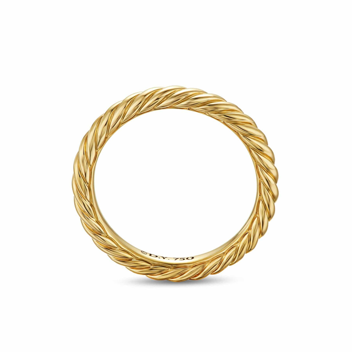Cable Band Open Ring 18K Yellow Gold with Diamonds, 2.8mm