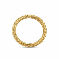 Cable Band Open Ring 18K Yellow Gold with Diamonds, 2.8mm
