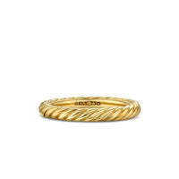 Cable Band Open Ring 18K Yellow Gold with Diamonds, 2.8mm
