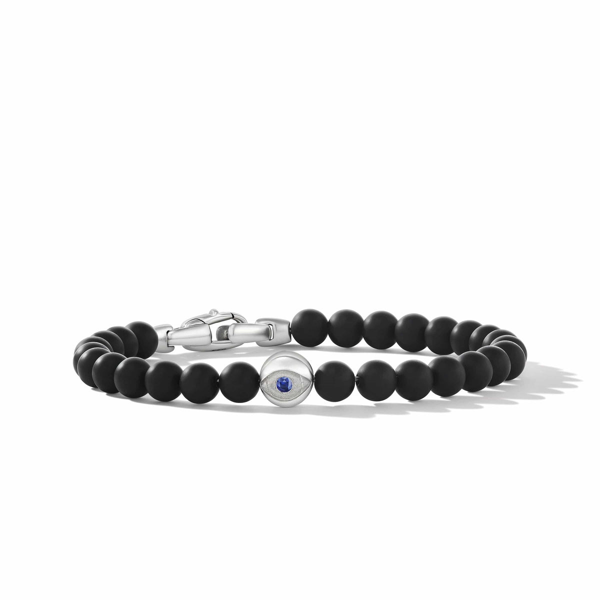 Spiritual Beads Evil Eye Bracelet in Sterling Silver with Black Onyx and Sapphire
