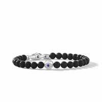 Spiritual Beads Evil Eye Bracelet in Sterling Silver with Black Onyx and Sapphire