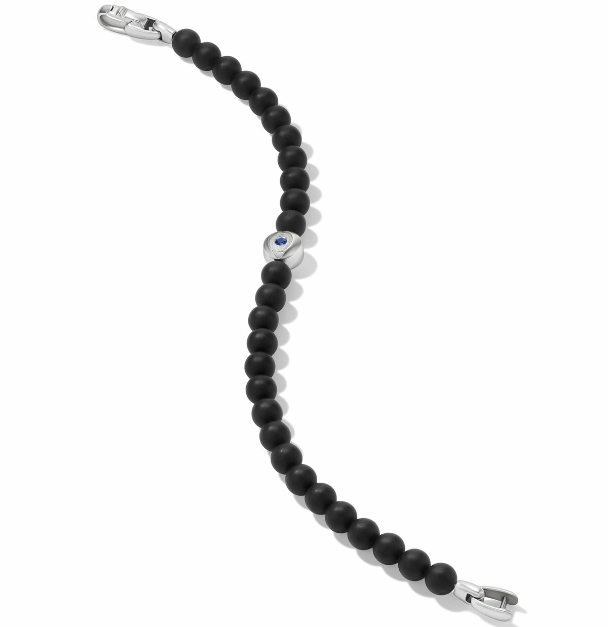 Spiritual Beads Evil Eye Bracelet in Sterling Silver with Black Onyx and Sapphire