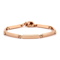 18K Rose Gold Solid Bar Link Bracelet