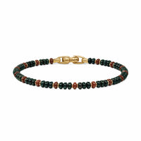 Spiritual Beads Bracelet 18K Yellow Gold with Bloodstone and Red Jasper, 4mm