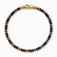 Spiritual Beads Bracelet 18K Yellow Gold with Bloodstone and Red Jasper, 4mm