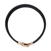 Streamline® Double Wrap Bracelet Black Leather with 18K Rose Gold, 5.2mm