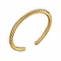 Cable Cuff Bracelet 18K Yellow Gold, 6mm