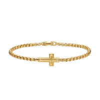 Cross Station Bracelet 18K Yellow Gold, 3.4mm
